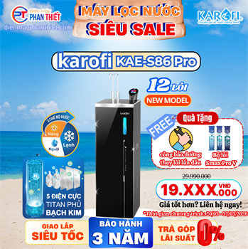 Máy lọc nước nóng lạnh Hydro-ion kiềm Karofi KAE-S86 PRO
