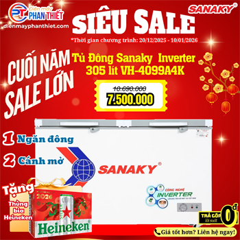 Tủ đông Sanaky Inverter 305 lít TD.VH4099A4K