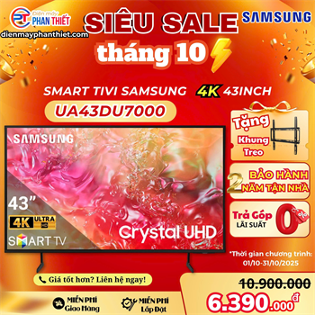Smart Tivi Samsung 4K Crystal UHD 43 inch UA43DU7000