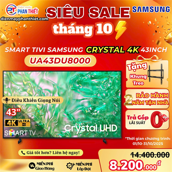 Smart Tivi Samsung 4K 43 inch UA43DU8000