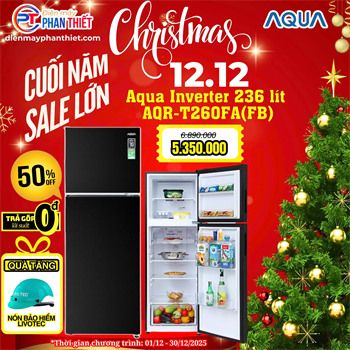 Tủ lạnh Aqua Inverter 236 lít AQR-T260FA(FB)