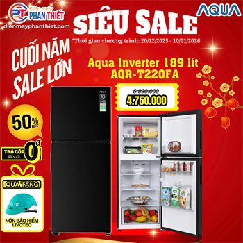 Tủ lạnh 2 cánh Aqua 189 lít AQR-T220FA(FB)