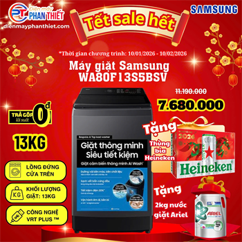 Máy giặt Samsung Inverter 13 kg WA80F13S5BSV Mẫu mới