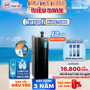 Máy lọc nước nóng lạnh Hydro-ion kiềm Karofi KAE-S86
