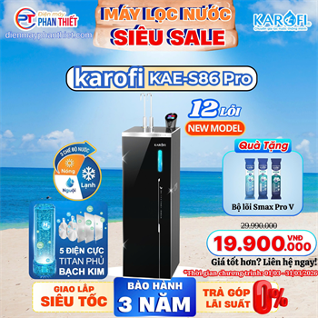 Máy lọc nước nóng lạnh Hydro-ion kiềm Karofi KAE-S86 PRO