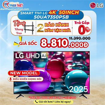 Smart Tivi LG AI 4K 50 Inch 50UA7350PSB Model 2025