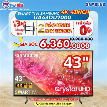 Smart Tivi Samsung 4K Crystal UHD 43 inch UA43DU7000