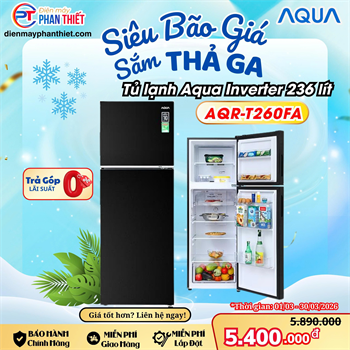 Tủ lạnh Aqua Inverter 236 lít AQR-T260FA(FB)
