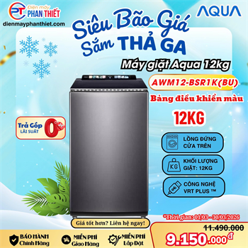 Máy giặt Aqua Inverter 12 kg AWM12-BSR1K(BU) Mẫu mới
